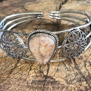 Rhodochrosite Cuff Bracelet Adjustable